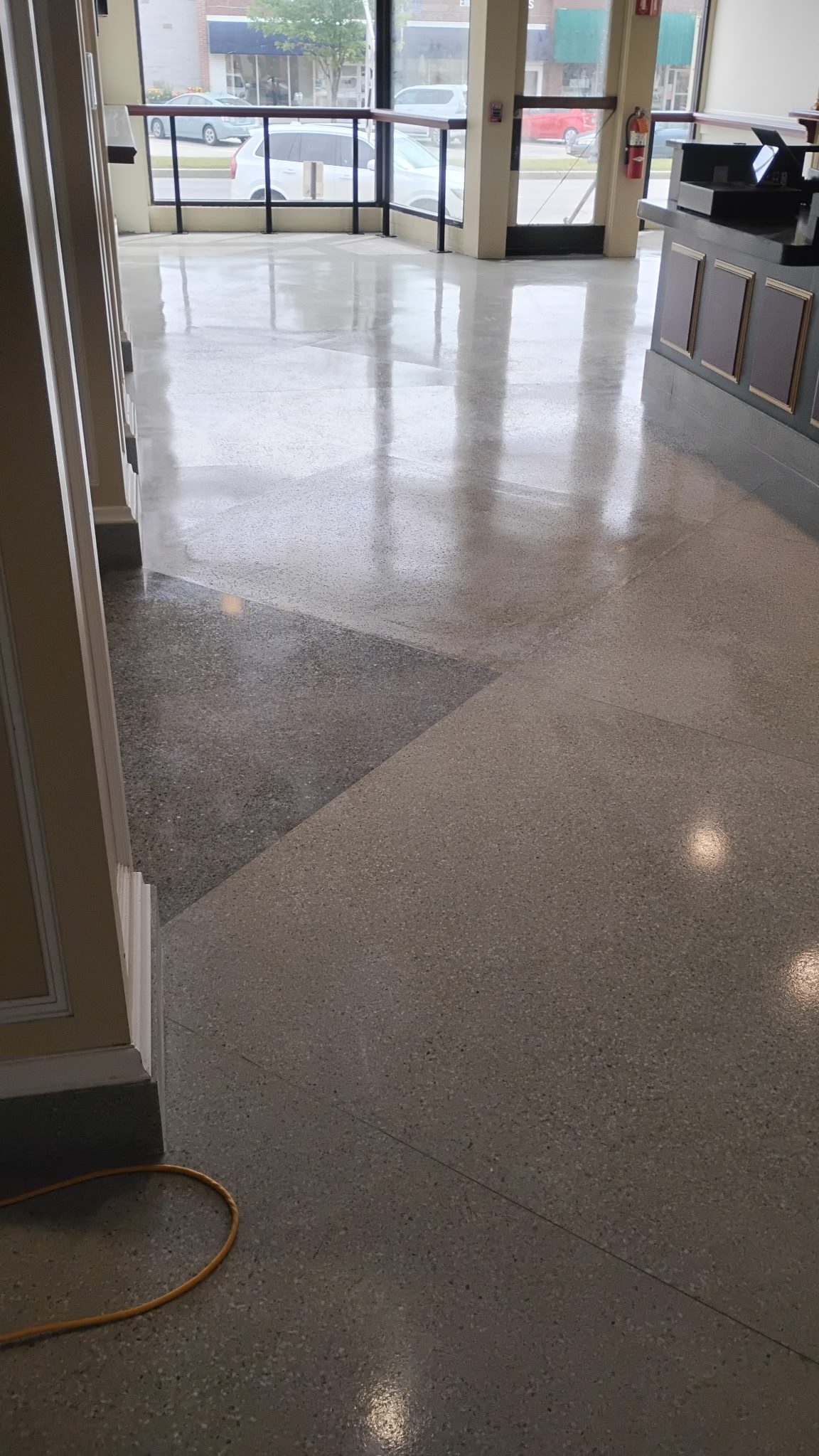Restored terrazzo floor after polishing