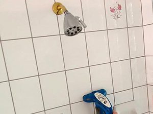 Cleaned tile and grout entryway